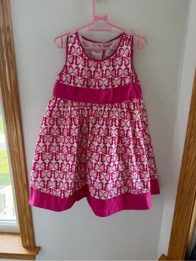 Girls' Sleeveless Pink Butterfly Print Party Dress